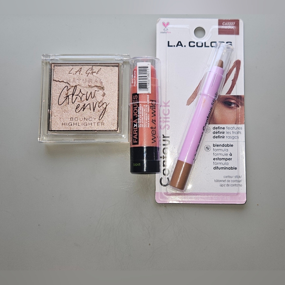 LA Girl Cream Highlighter, Wet N Wild Blush Stick & LA Colors Contour Stick BNIB